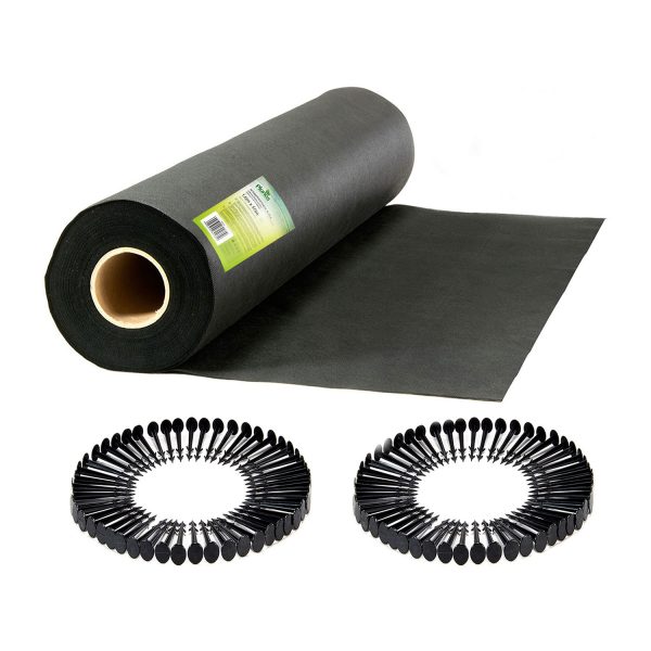 Агроволокно садове 1,6 м x 50 м 70 г/м² + 100 шпильок Plonos - чорне, щільне - Зображення 2