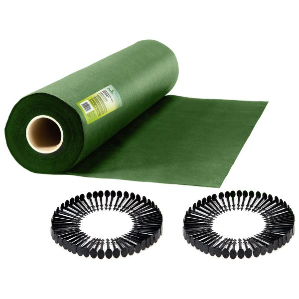 Агроволокно садове 1.6 м x 100 м 90 г/м² + 100 шпильок Plonos - Зелене, щільне укриття - Зображення 2