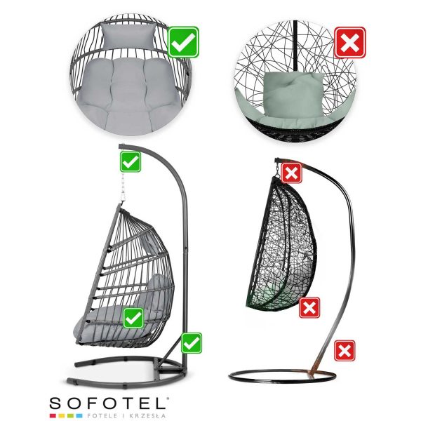 Крісло садове підвісне Luisiana сіре + сірі подушки Sofotel - Практичний та стильний вибір - Зображення 13