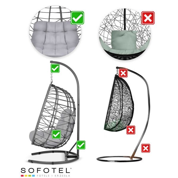 Крісло садове підвісне Tihuana сіре + сірі подушки Sofotel - Модний дизайн для відпочинку - Зображення 13