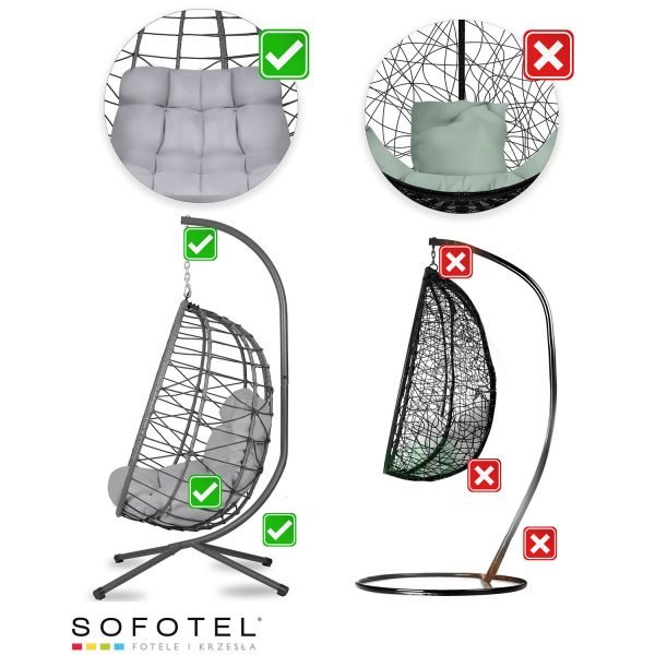 Гойдалка для саду Tihuana сіра + сірі подушки Sofotel - Ідеальний відпочинок на свіжому повітрі - Зображення 15