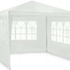 Затишний Садовий Павільйон Plonos 3x3 м Білий із 3 Стінками для Захисту від Сонця