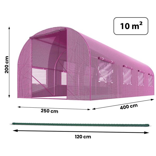 Тунель садовий 2.5 x 4 м (10 м²) рожевий Plonos - Оригінальний та функціональний - Зображення 3