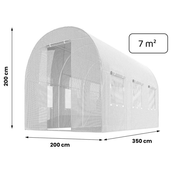 Тунель садовий 2 x 3.5 м (7 м²) білий Plonos - Для ранніх врожаїв - Зображення 6