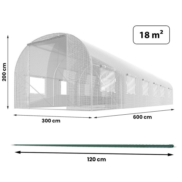 Тунель садовий 3 x 6 м (18 м²) білий Plonos - Великий і міцний - Зображення 4
