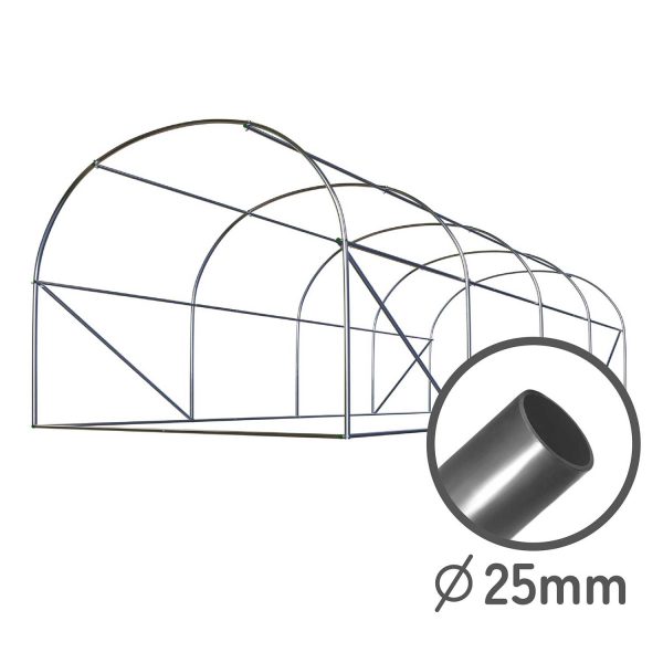 Тунель садовий 3 x 6 м (18 м²) білий Plonos - Посилена конструкція - Зображення 5