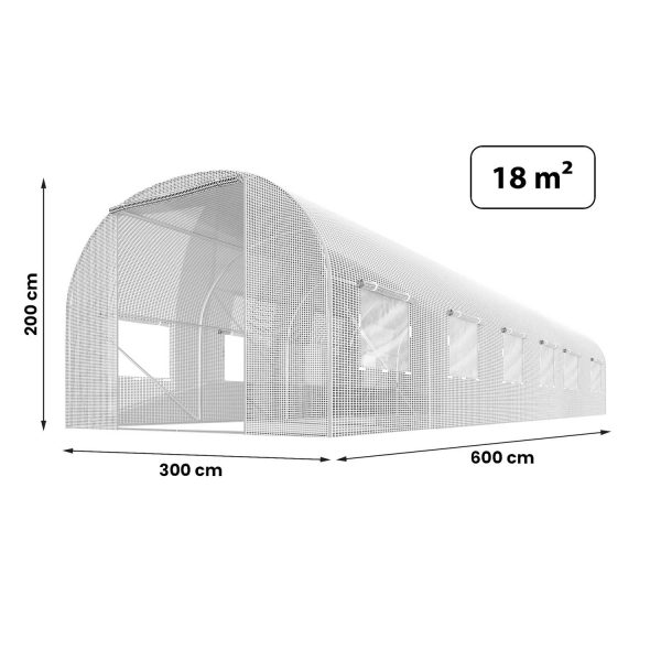 Тунель садовий 3 x 6 м (18 м²) білий Plonos - Посилена конструкція - Зображення 9