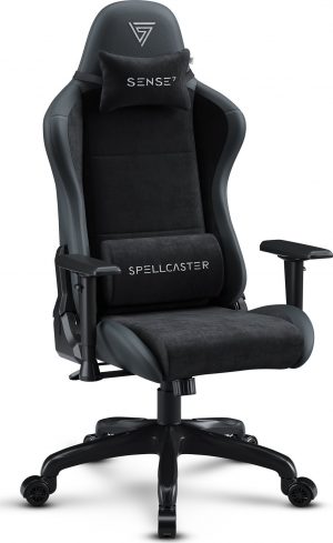 Геймерське Крісло SENSE7 Spellcaster FUKU PU Чорне Ергономічний Комфорт та Стиль