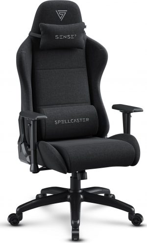 Геймерське Крісло SENSE7 Spellcaster FUKU XL Тканинне Чорне Ергономічний Комфорт для Геймінгу