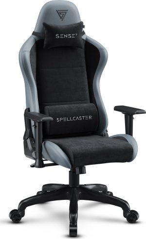 Геймерське Крісло SENSE7 Spellcaster FUKU PU Чорно-Сіре Комфорт і Надійність для Ігор