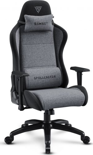 Тканинне Геймерське Крісло SENSE7 Spellcaster FUKU XL Чорно-Сіре Максимальний Комфорт