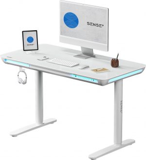 Білий Електричний Ігровий Стіл SENSE7 Nomo — Стильна Регульована Поверхня для Профі
