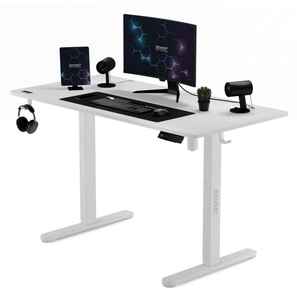 Електричний Ігровий Стіл SENSE7 Nojo 120×60 Білий — Регульована Поверхня для Комфорту та Стилю