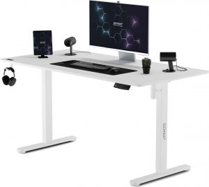 Білий Ігровий Стіл SENSE7 Nojo 140×70 см з Ергономічним Дизайном для Продуктивності