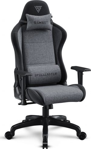 Геймерське Тканинне Крісло SENSE7 Spellcaster FUKU Чорно-Сіре Ергономічний Комфорт для Ігор