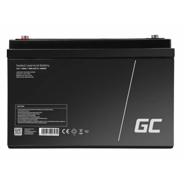Акумуляторна Батарея Green Cell VRLA AGM 12V 100Ah Надійне Живлення для Будь-яких Пристроїв - Зображення 3