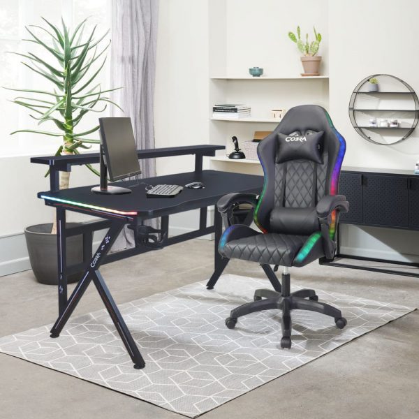 Ігрове Крісло WS8152 Black з RGB Підсвіткою та Вбудованими Динаміками - Зображення 2