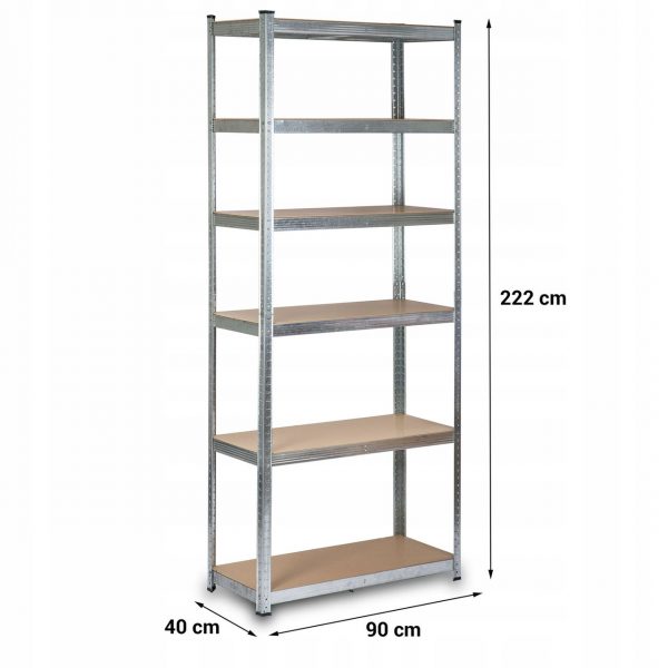 Металевий стелаж Thomas 222 x 90 x 40 см на 6 полиць 900 кг KLT20-6 - Зображення 6