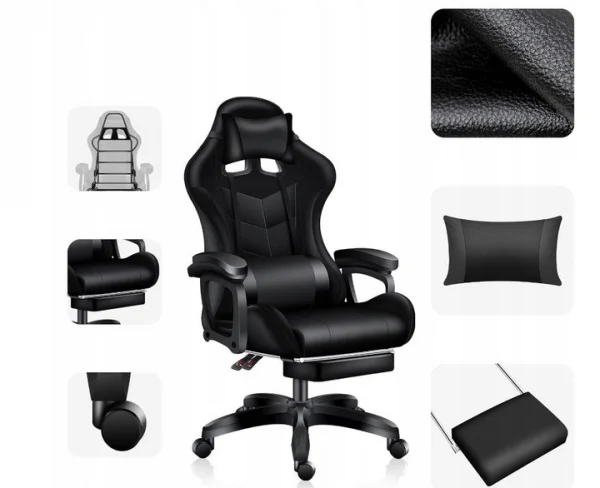 Ігрове Крісло MatMay Black Gaming в Чорному Стилі для Тотального Занурення у Гру - Зображення 2