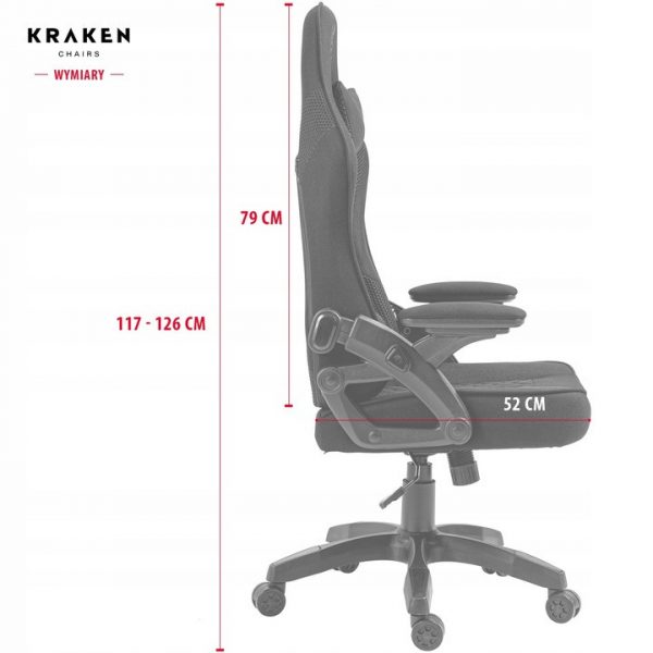 Ігрове Крісло KRAKEN Feyton Чорно-Червоне з Професійною Підтримкою для Довготривалих Сесій - Зображення 3