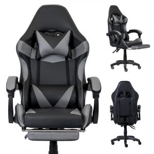 Ігрове Крісло TS-046A Gamer Swivel Чорно-Сіре з Ергономічною Конструкцією для Зручного Керування