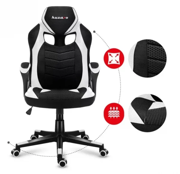 Геймерське Ігрове крісло Huzaro Force 2.5 White Mesh Tilt - Зображення 5