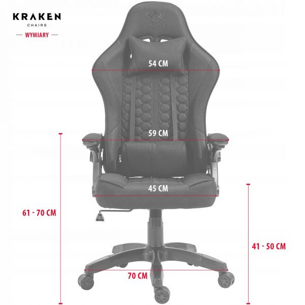 Геймерське Ігрове крісло KRAKEN Feyton з чорної тканини - Зображення 5