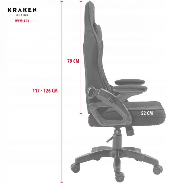 Геймерське Ігрове крісло KRAKEN Feyton з чорної тканини - Зображення 6