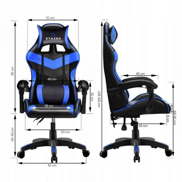 Геймерське Ігрове крісло STAZER Coliber black-blue - Зображення 4