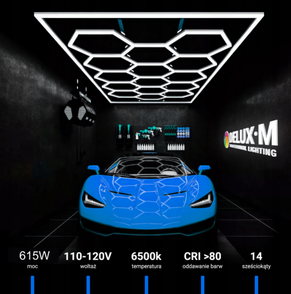 Стельовий світильник LED панельний стельовий світильник Hexagon 243*484см 6500K для домашнього гаража - Зображення 2