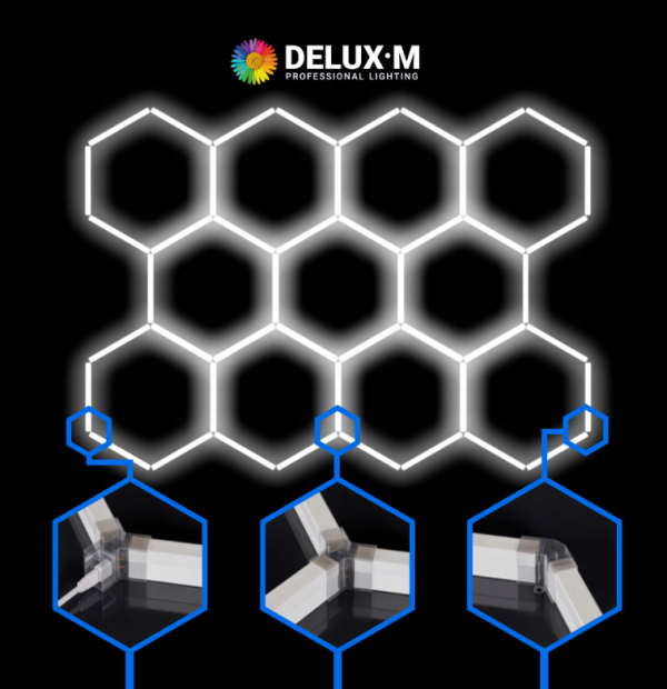 Стельовий світильник LED панельний стельовий світильник Hexagon 315*292см 6500K для домашнього гаража - Зображення 4