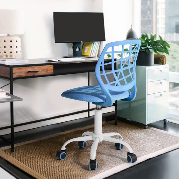 Обертове крісло FurnitureR синій/білий Стильний вибір  для вашого офісу