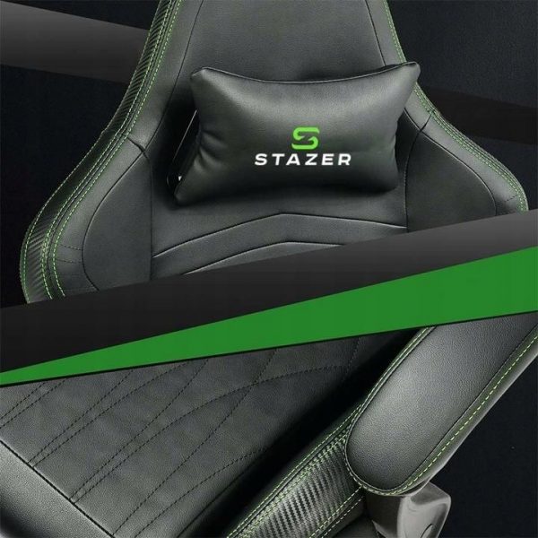 Геймерське Ігрове крісло STAZER EAGLE чорно-зелене - Зображення 4