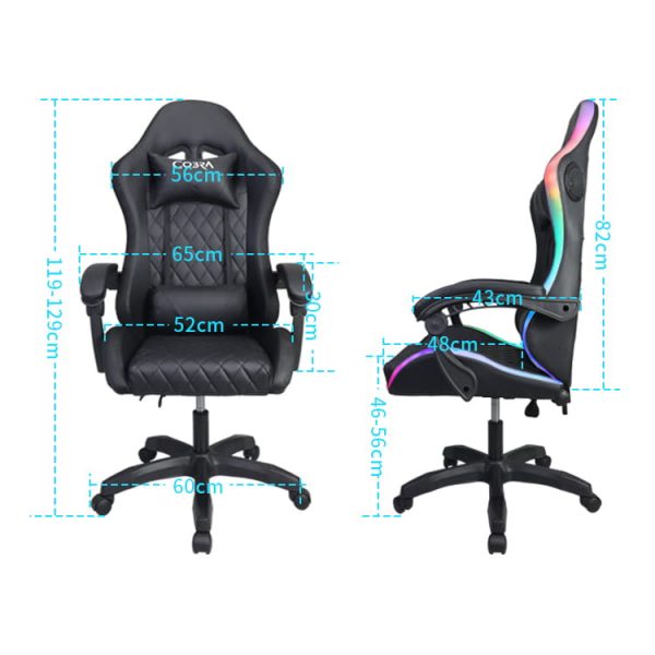 Ігрове Крісло WS8152 Black з RGB Підсвіткою та Вбудованими Динаміками - Зображення 10