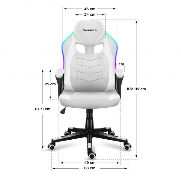 Геймерське Ігрове крісло Huzaro Force 2.5 RGB White Mesh - Зображення 7
