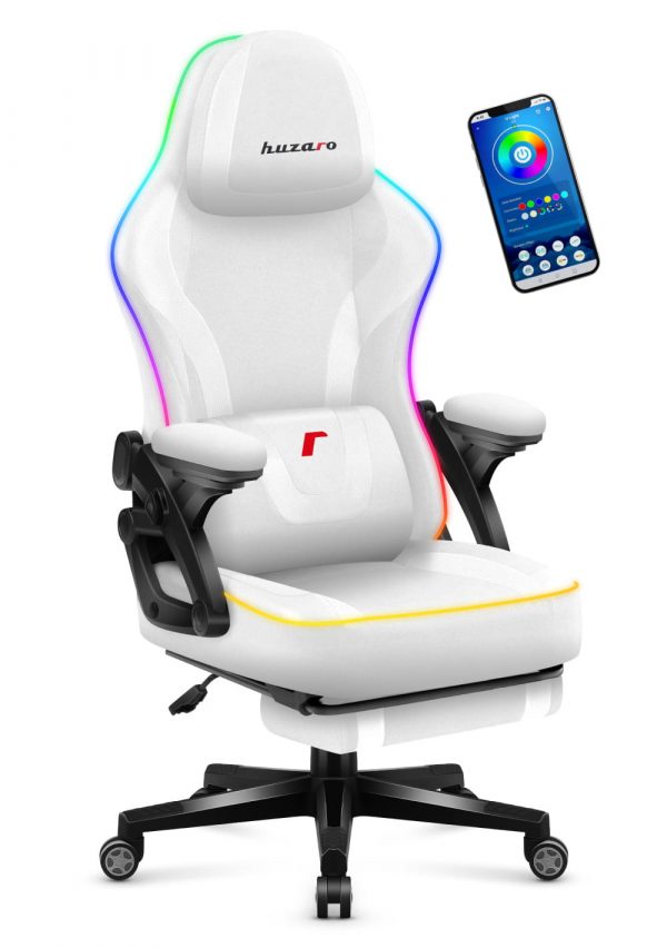 Геймерське Ігрове крісло Huzaro Force 4.6 White RGB Smart