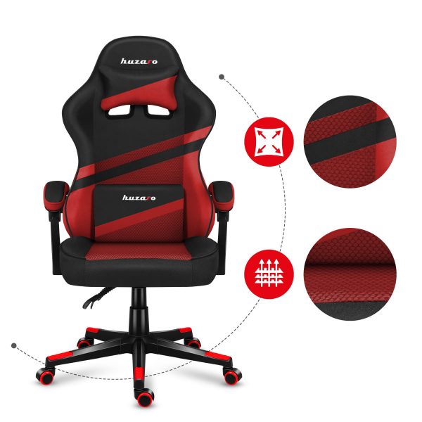 Геймерське Ігрове крісло HUZARO FORCE 4.4 Red Mesh - Зображення 7
