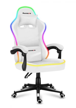 Біле Ігрове Крісло Huzaro Force 4.4 RGB із Підсвіткою для Стильного Геймінгу