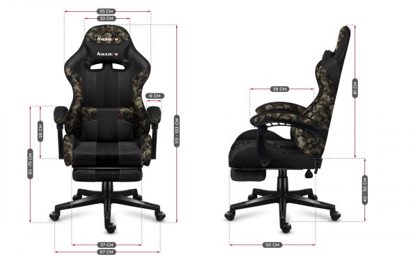 Ігрове Крісло Huzaro Force 4.7 Camo Mesh із Дихаючою Сіткою та Камуфляжним Дизайном - Зображення 7