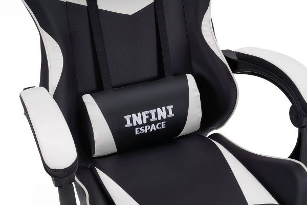 Ігрове Крісло INFINI ESPACE Чорно-Біле з Контрастним Дизайном та Покращеною Ергономікою - Зображення 7