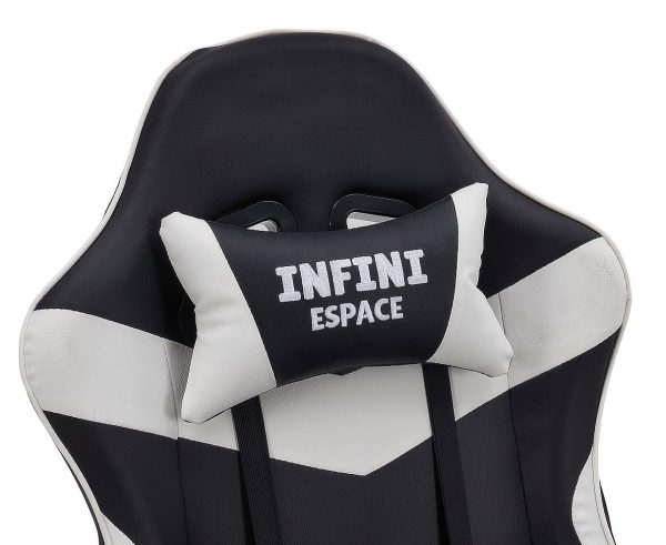 Ігрове Крісло INFINI ESPACE Чорно-Біле з Контрастним Дизайном та Покращеною Ергономікою - Зображення 6