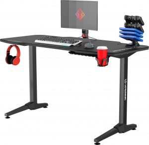 Ігровий Комп’ютерний Стіл ULTRADESK FRAG Black + Pad — Стриманий Чорний Стиль для Ергономічної Зони