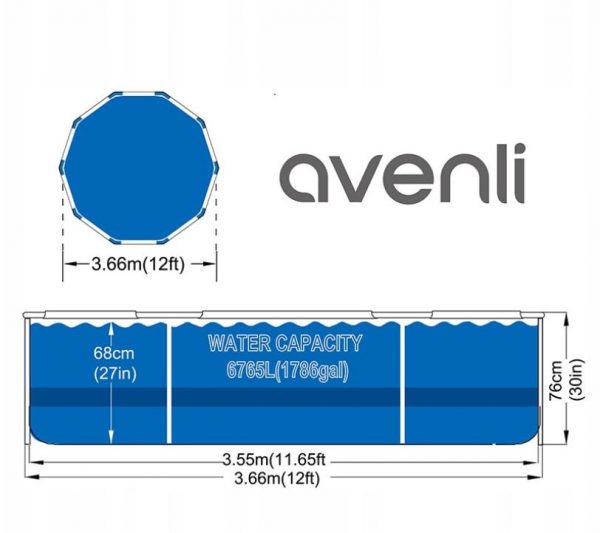 AVENLI STONY Frame Plus 366×76 см — Каркасний Басейн з Насосом та Стильним Дизайном під Камінь - Зображення 9