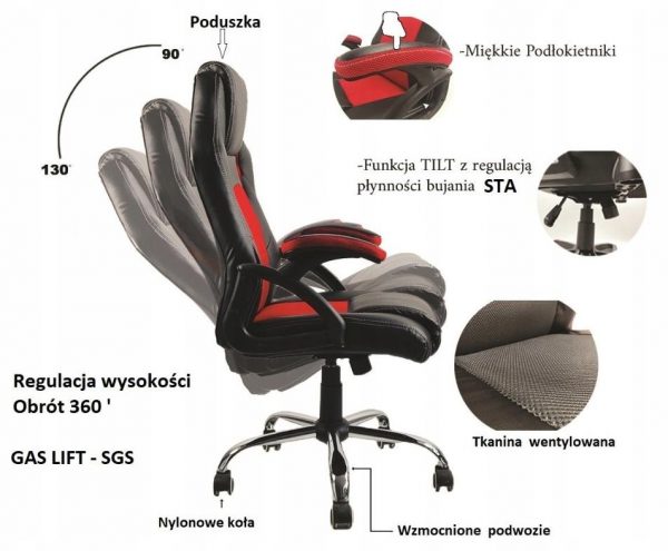 Геймерське Ігрове крісло Lugano CARRERA ALCANTARA M - Зображення 10