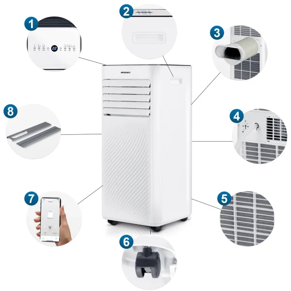 Berdsen BD-582 9000 BTU — Портативний Кондиціонер для Охолодження Простору з Регулюванням Потоку - Зображення 9
