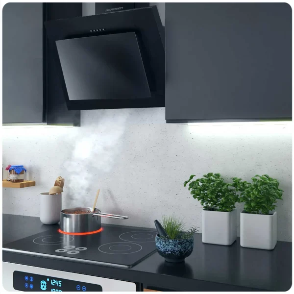 Витяжка Камінна Кухонна Berdsen BT-215 Чорна 60 см з LED-Підсвіткою та Трирежимною Фільтрацією - Зображення 10