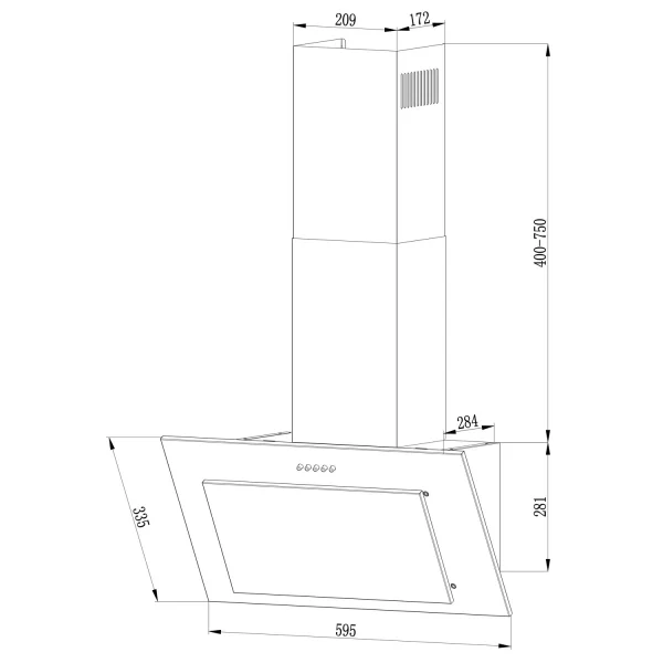 Витяжка кухонна 60 см Inox + чорний BT-209 - Зображення 17