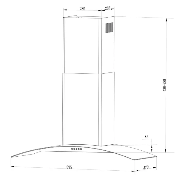 Витяжка кухонна камінна 90 см Berdsen BT-223 INOX - Зображення 5