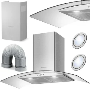 Витяжка Камінна Кухонна Berdsen BT-223 INOX 90 см з Трирежимним Вентилюванням для Великої Площі
