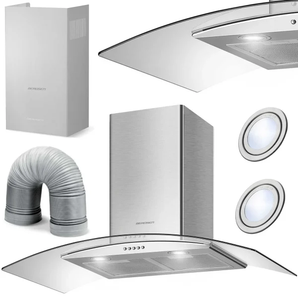Витяжка кухонна камінна 90 см Berdsen BT-223 INOX